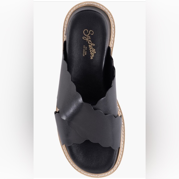 SEYCHELLES WOODSTOCK PLATFORM BLACK LEATHER SLIDE ON SANDAL NEW IN BOX - Picture 4 of 5